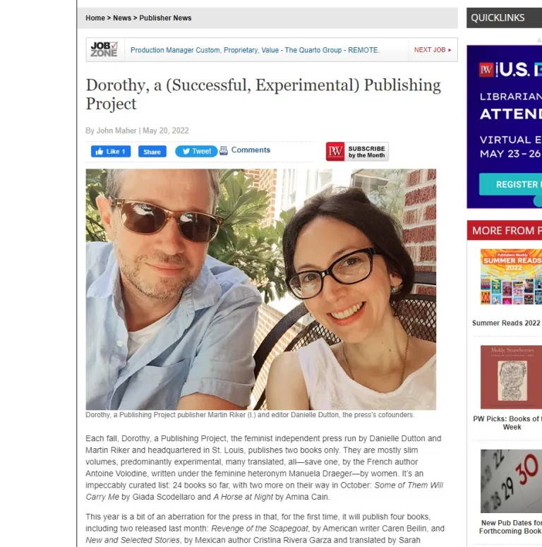 Publisher's Weekly Screenshot