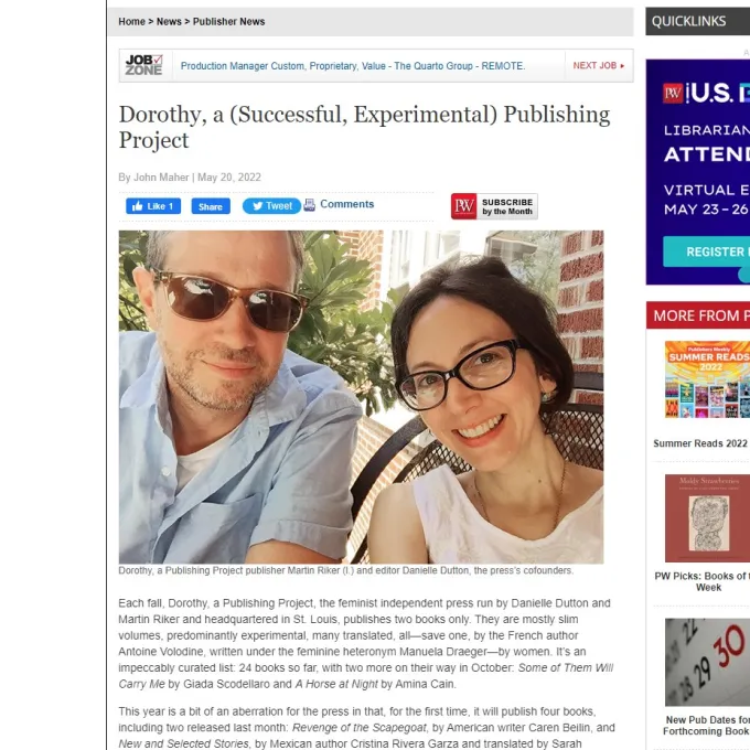 Publisher's Weekly Screenshot